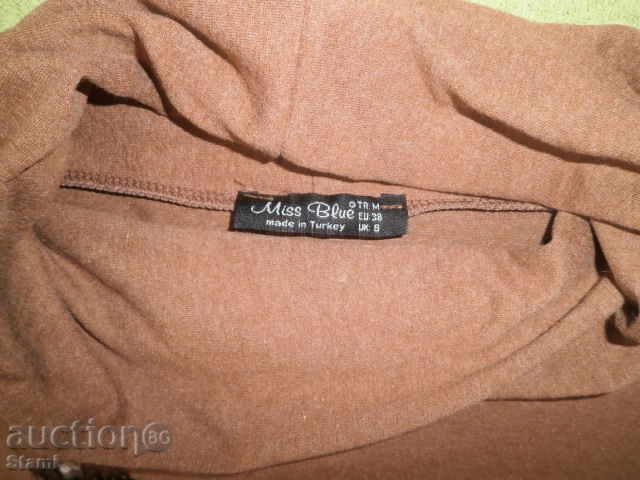 Bluza de damă efectivă cu aplicație, culoare ciocolată, mărimea M - 6