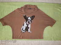 Bluza de damă efectivă cu aplicație, culoare ciocolată, mărimea M