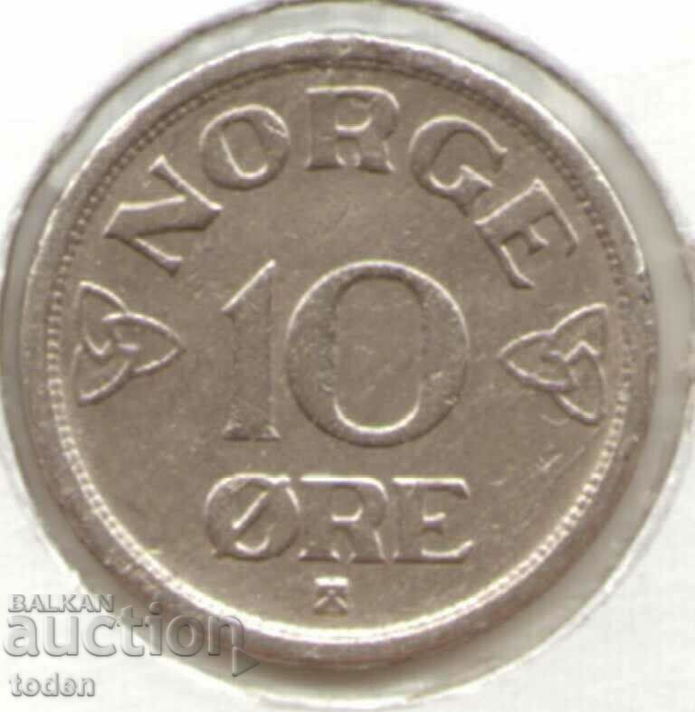 Norvegia-10 Øre-1952-KM# 396-Haakon VII