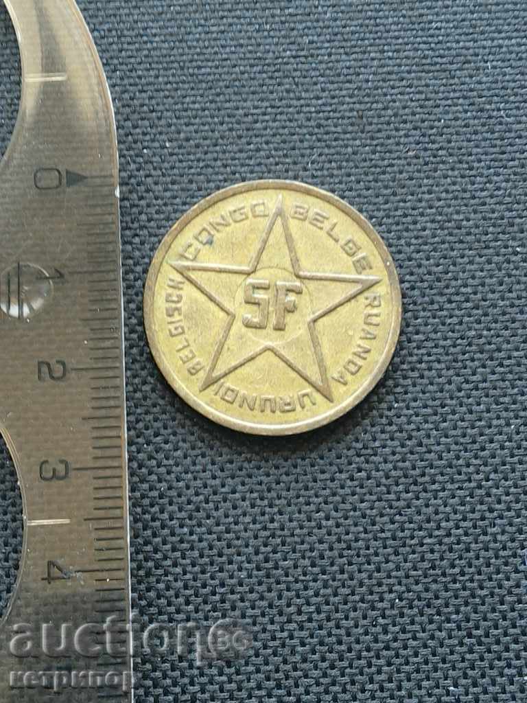 Auction 5 francs 1952 Belgian Congo Auction 5 francs 1952 Belgian Congo