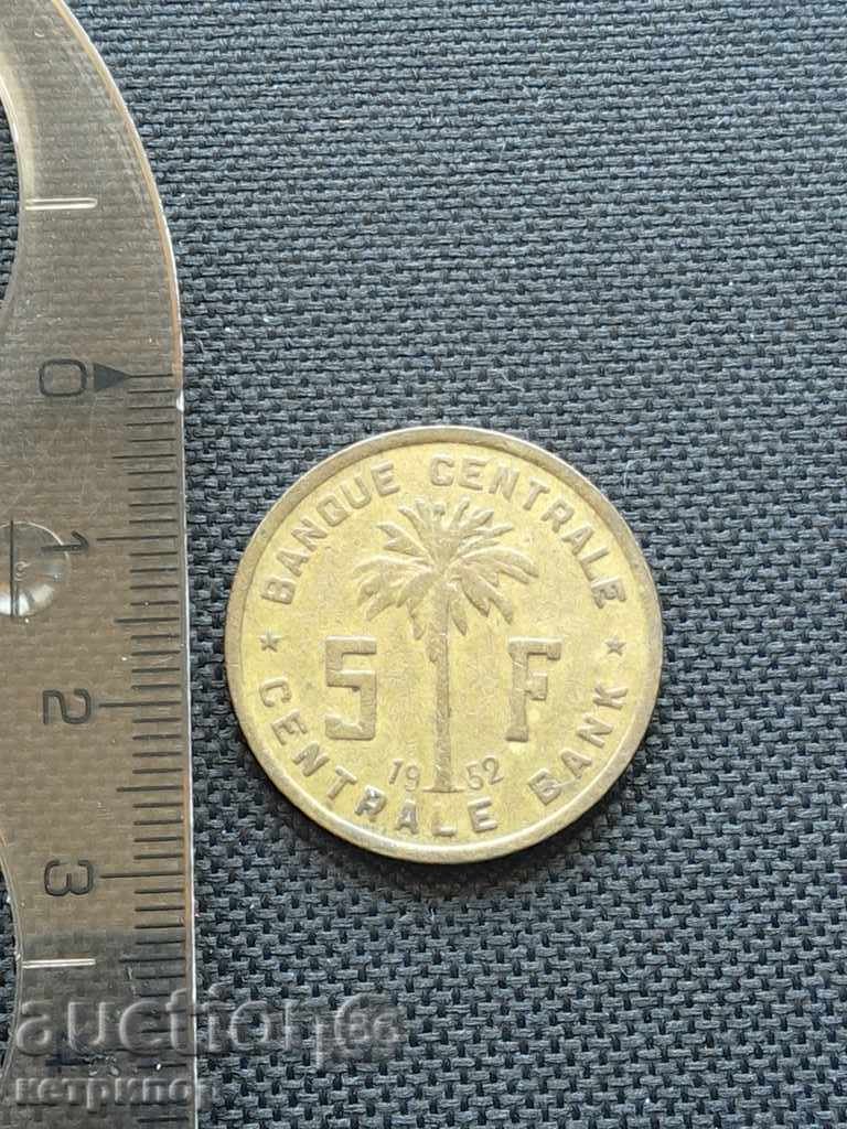 5 francs 1952 Belgian Congo