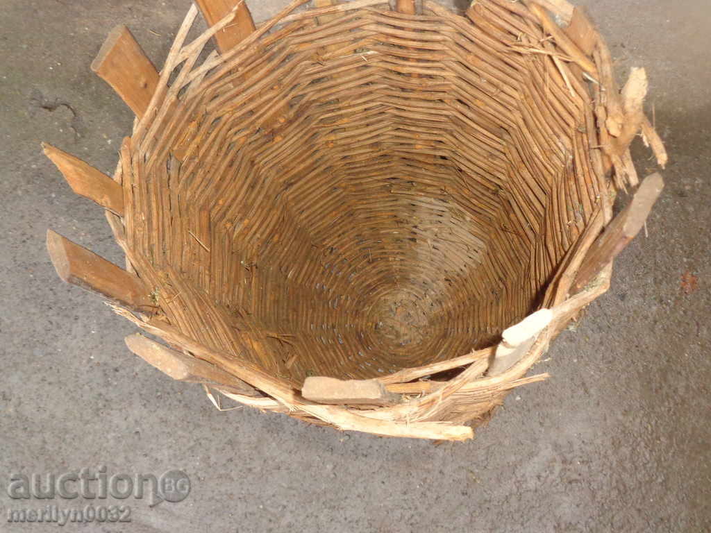 Very old knit hive threshing basket wooden basket primitive - 5 Very old knit hive threshing basket wooden basket primitive - 5