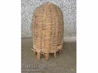 Very old knit hive threshing basket wooden basket primitive