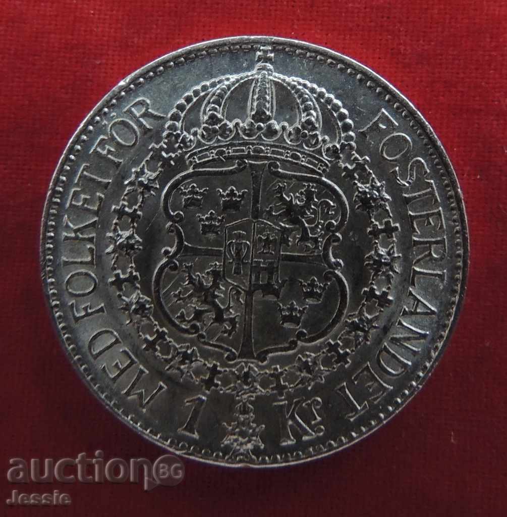 1 Krone Suedia 1936 G Argint EF+ CALITATE