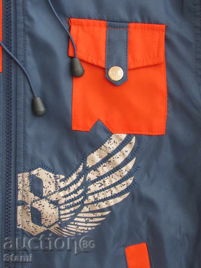 Доставка на Ефектно спортно пролетно яке в синьо и оранжево размер 12, н