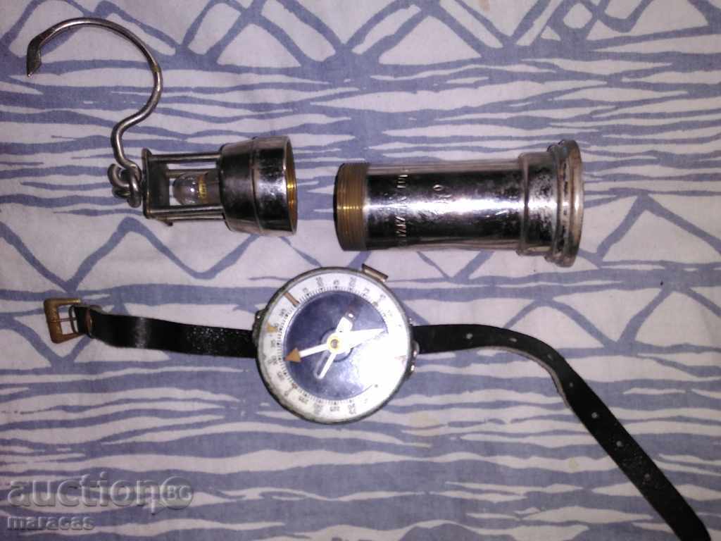 Hand compass and electric miner's lamp with price 30.00 BGN | € 15.34 Hand compass and electric miner's lamp with price 30.00 BGN | € 15.34