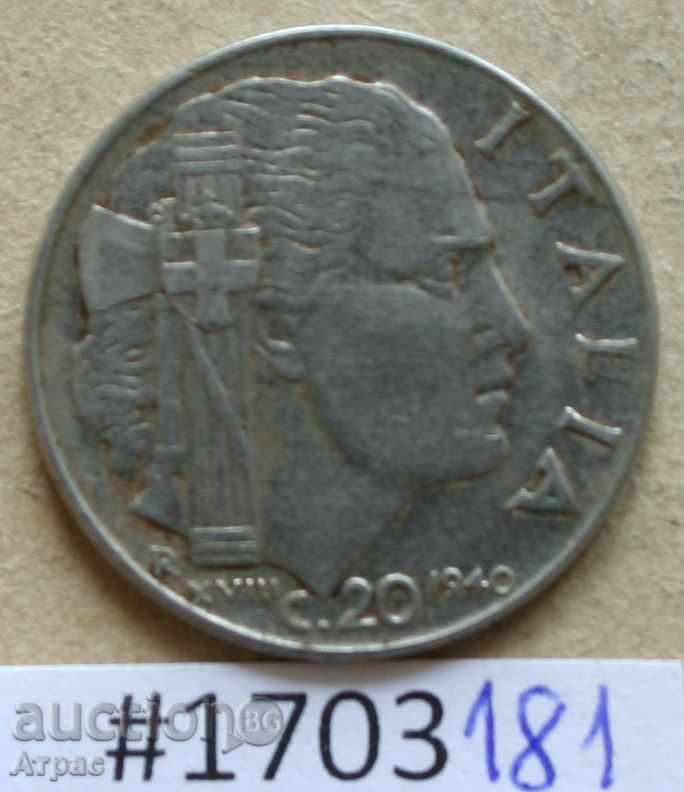 20 centime 1940 -Italia nemagnetic