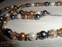 NECK and Bracelet from 3 colors of pearls, length 58 cm / 11mm, LUXURY