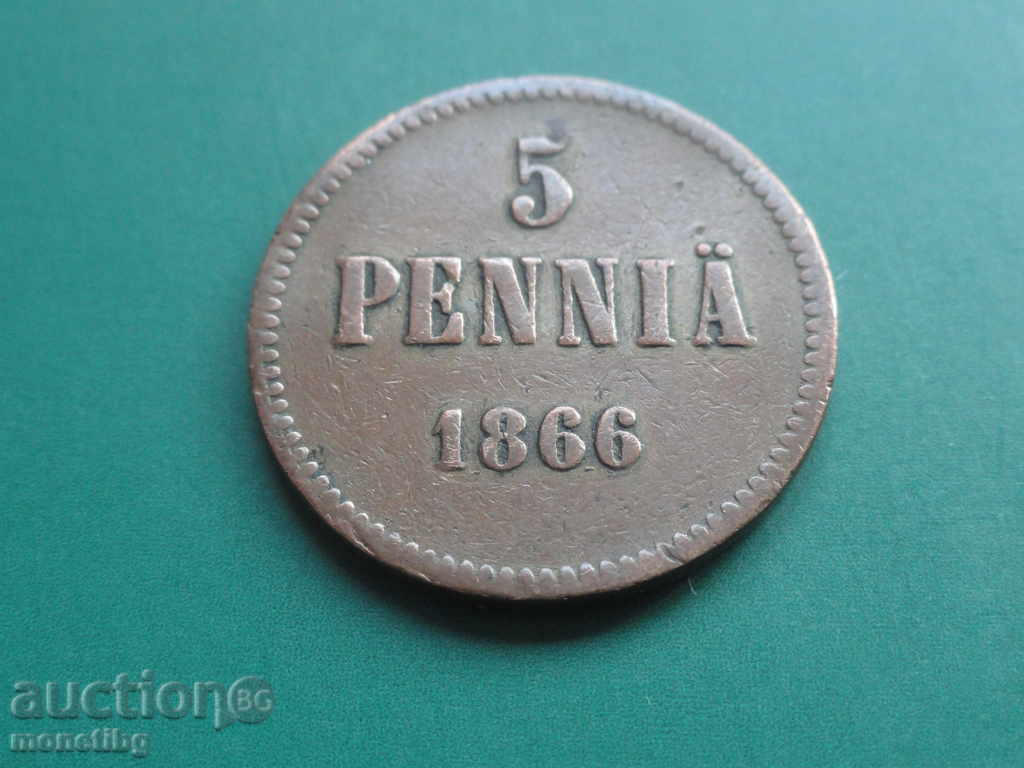 Russia (for Finland) 1866 - 5 pennia (UNC) - 5