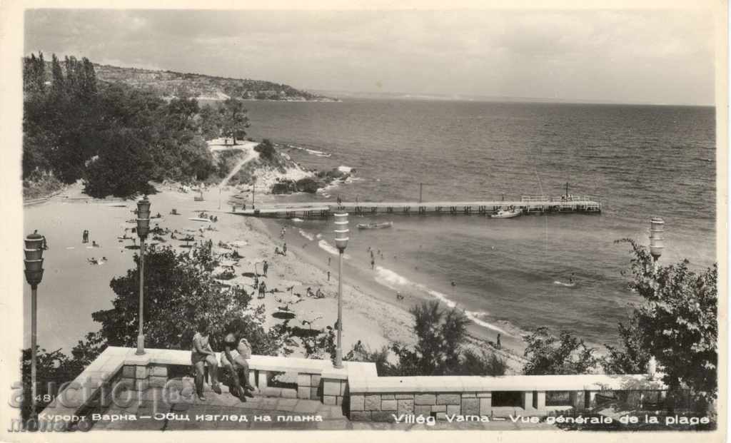Old postcard - resort Varna, beach