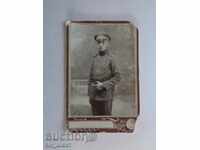 Old photo on hard cardboard - Military with knife 17/11 cm.