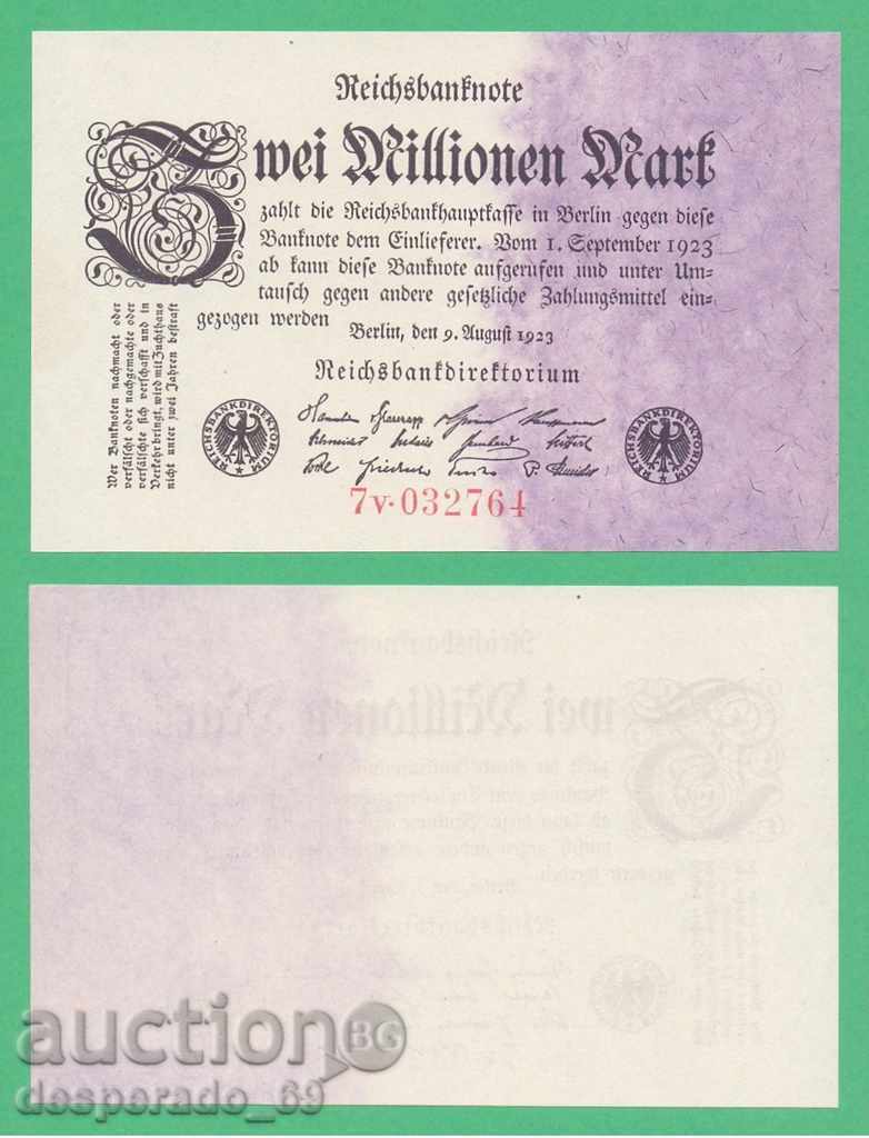 (¯`'•.¸ГЕРМАНИЯ  2 милиона марки 09.08.1923  UNC (1)¸.•'´¯)