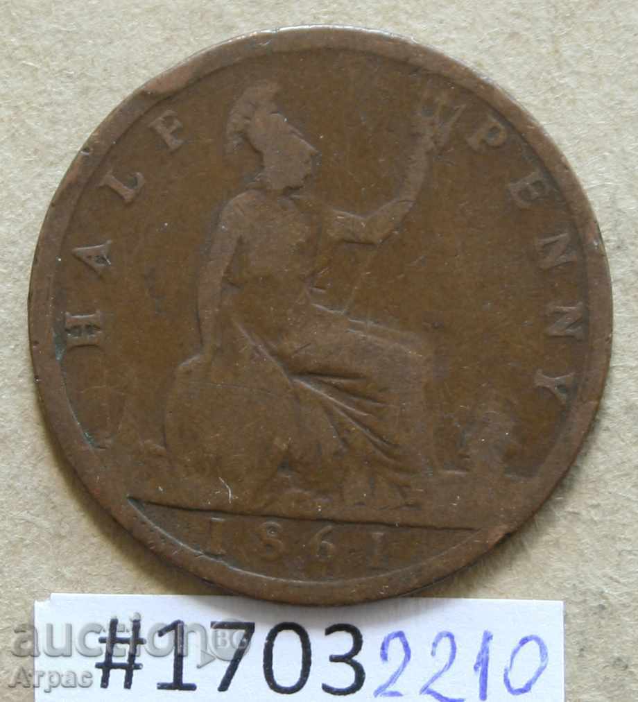 1/2 penny 1861 - Marea Britanie -