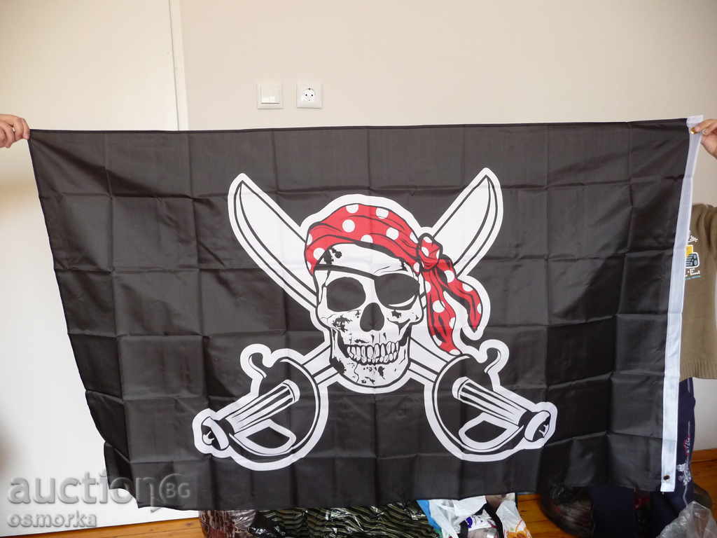 Пиратско знаме флаг пират кораб корсар череп две саби пирати
