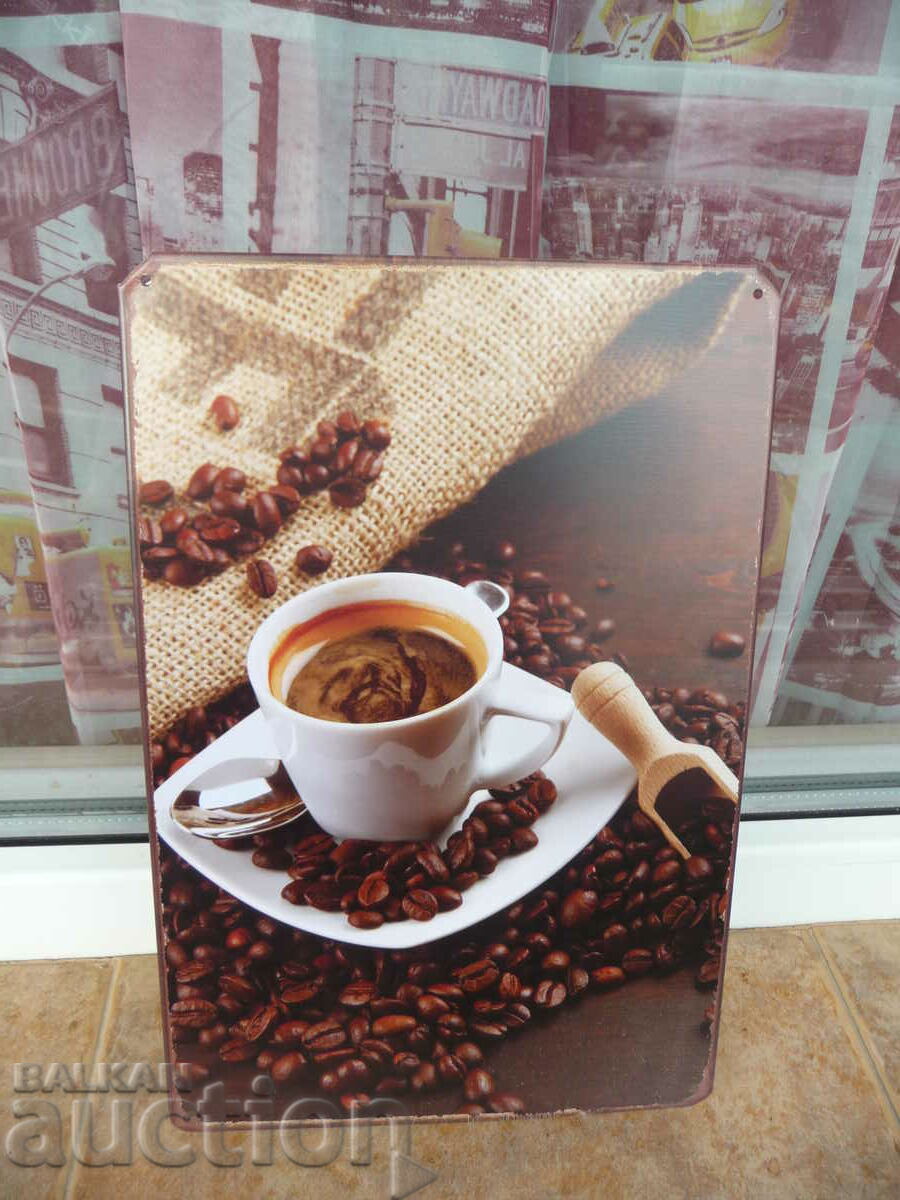 Metal plate coffee beans spoon sack store types with price 18.00 BGN | € 9.20