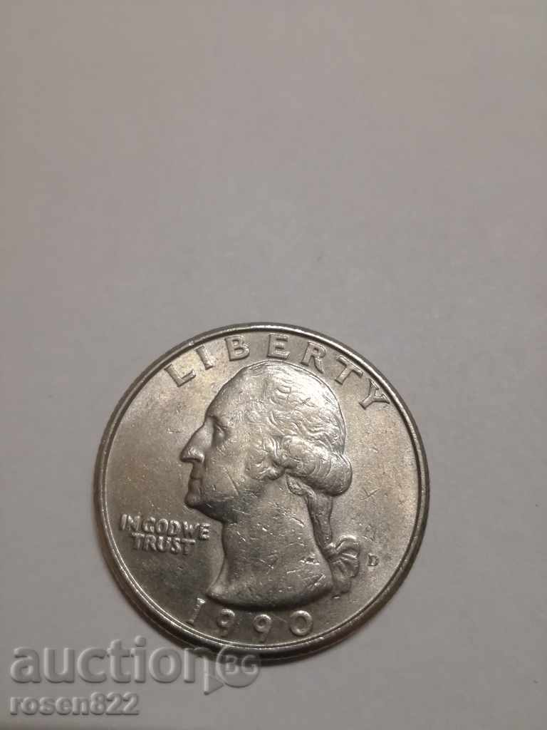 1/4 долар 1990 с цена 1.60 лв. | € 0.82 1/4 долар 1990 с цена 1.60 лв. | € 0.82