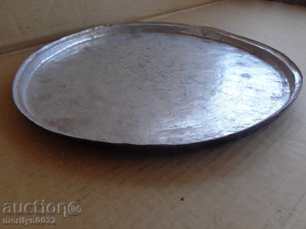 Delivery of Tray with an inscription 1883 year old bakery pottery blue copper vessel