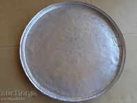 Tray with an inscription 1883 year old bakery pottery blue copper vessel