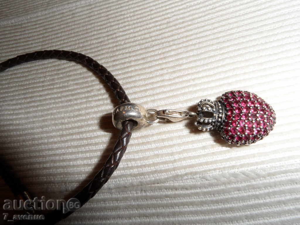 Auction NECKLACE silver, leather 40 cm with rubies - Markovo-Thomas Sabo Auction NECKLACE silver, leather 40 cm with rubies - Markovo-Thomas Sabo