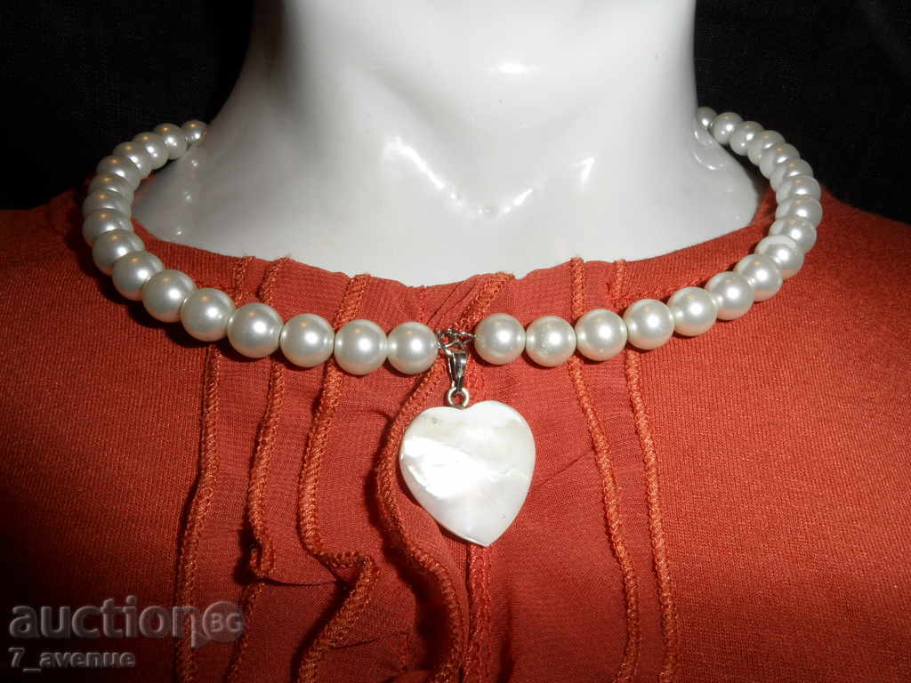 WHOLE pearls and heart mother of pearl 2 / 2cm