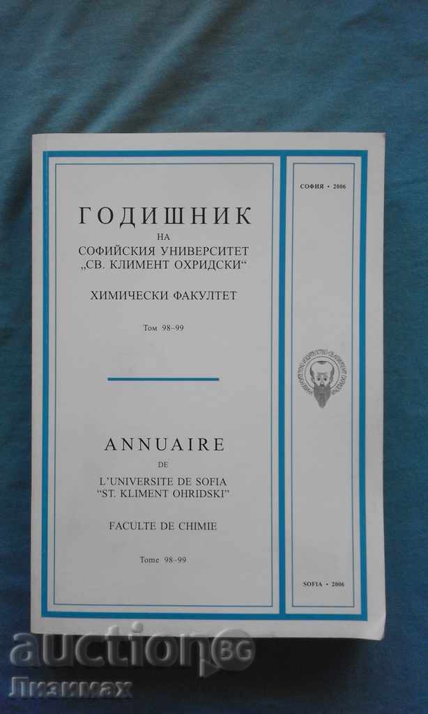 Anual al Universității din Sofia "Sv.Kl. Ohridski". Facultatea de Chimie. 98-99