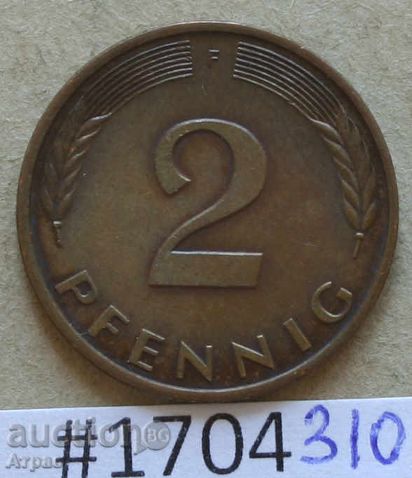 2 pfennigs 1977 F -shtempel, ολοκαίνουργιο