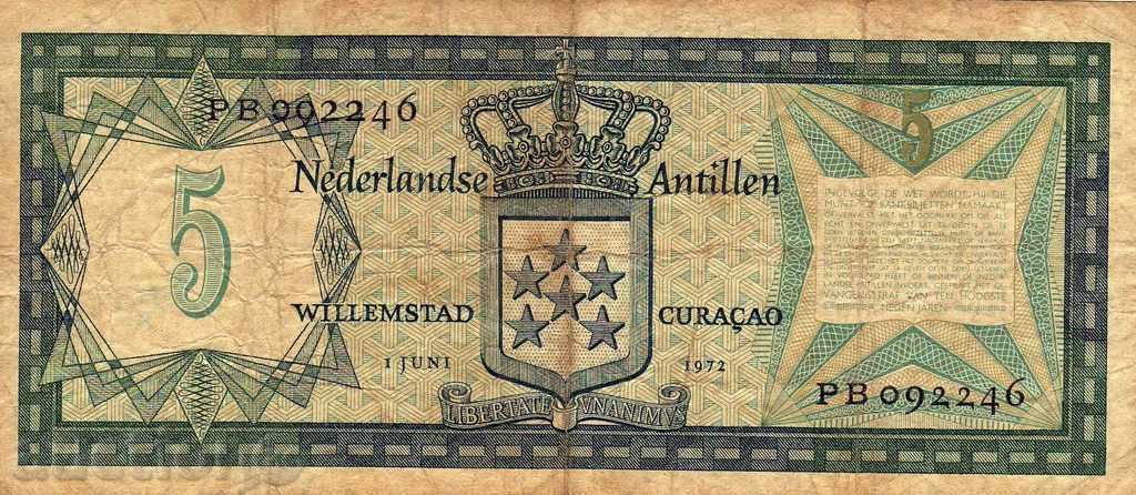 5 guldeni Antilele Olandeze, Curacao 1972