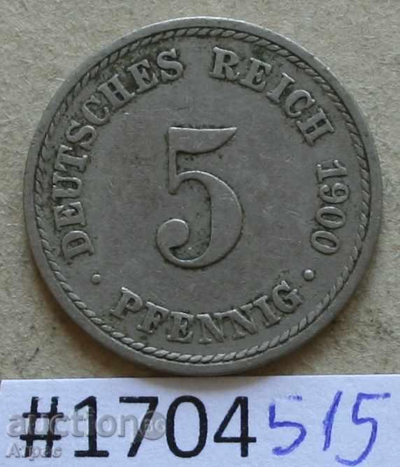 5 pfennig 1900 A-Germania