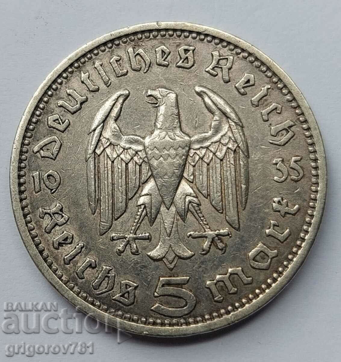 5 Mark Silver Germany 1935 A III Reich Silver Coin 78