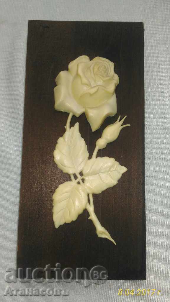 Дървено пано Бяла роза