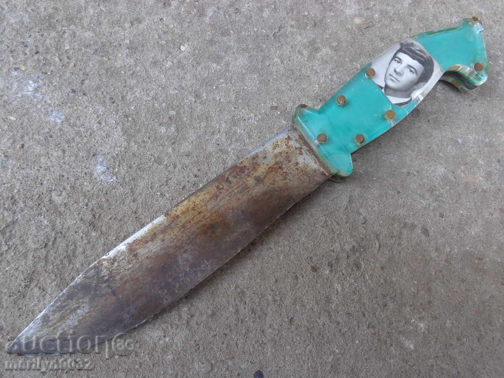 Auction Hand forged knife with edelweiss and a picture of the master kama kulak Auction Hand forged knife with edelweiss and a picture of the master kama kulak