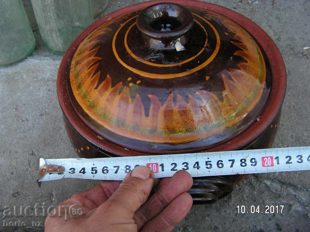 7799. OLD POT ceramica glazurată cu model de spargere PENTRU DECO - 5
