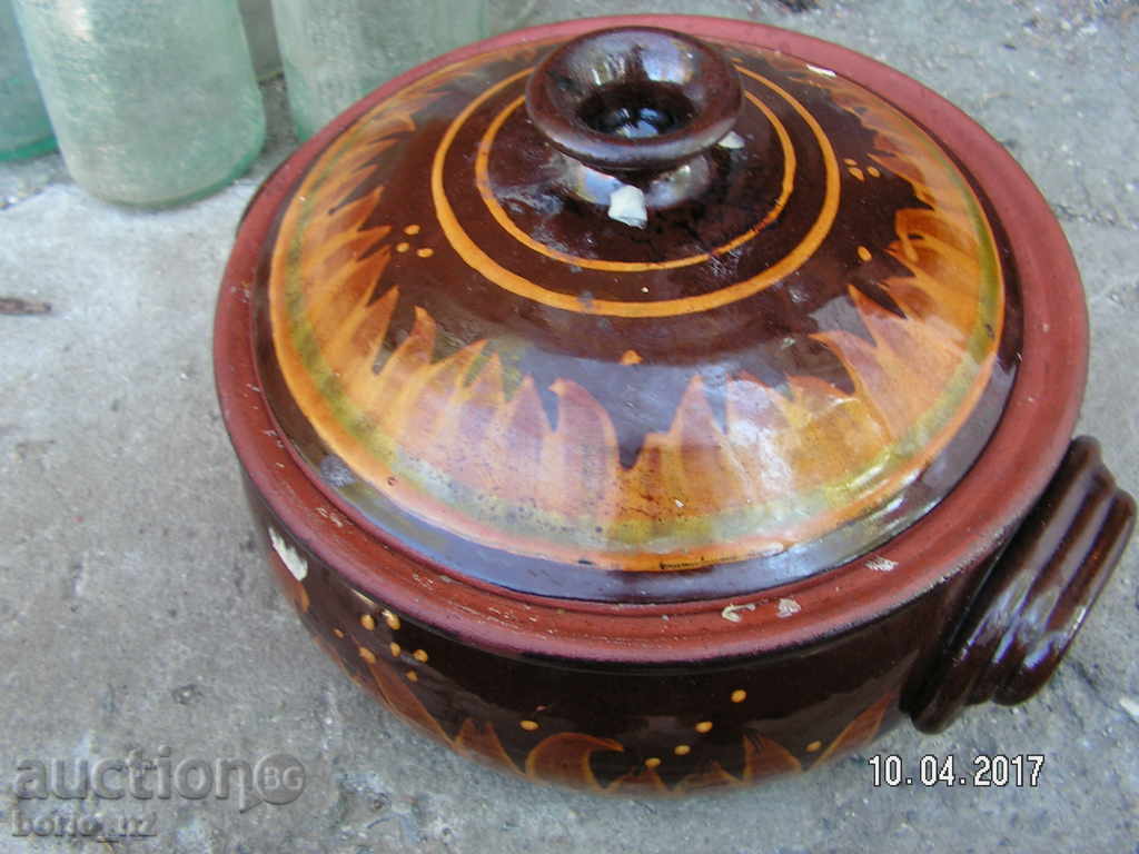 7799. OLD POT ceramica glazurată cu model de spargere PENTRU DECO