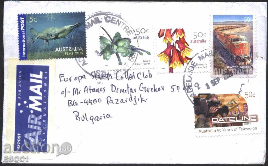 plic cu timbre Patuval flori 2007 tren de televiziune Australia