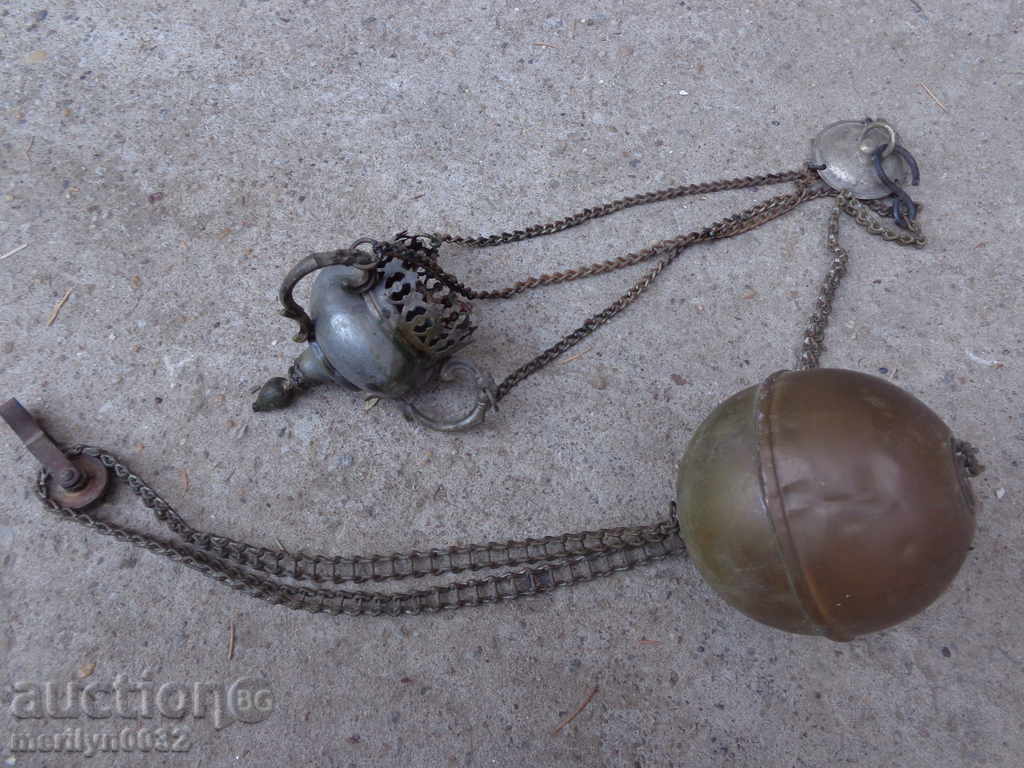 Old censer with weight for lifting icon, religion, cross Jesus Old censer with weight for lifting icon, religion, cross Jesus