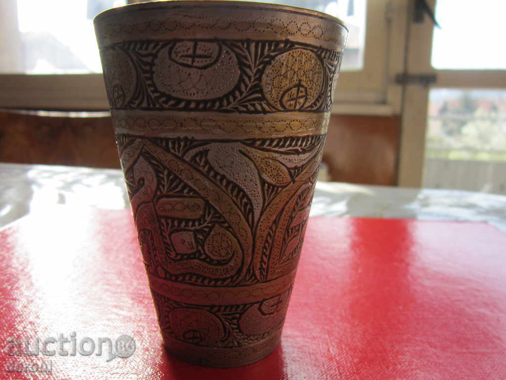 Auction Unique bronze Ottoman Turkish glass cup of engravings Auction Unique bronze Ottoman Turkish glass cup of engravings