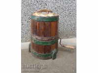 Old milk dump wooden keel barrel bucket plunger