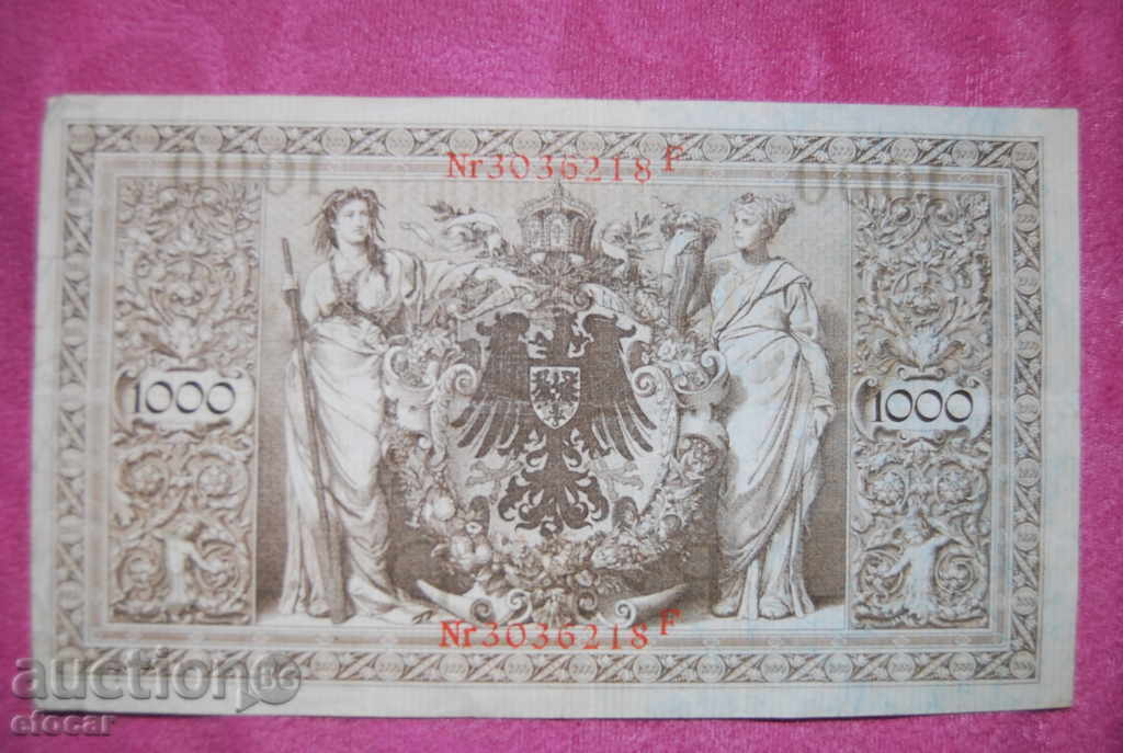 1000 марки Германия 1910 черен печат