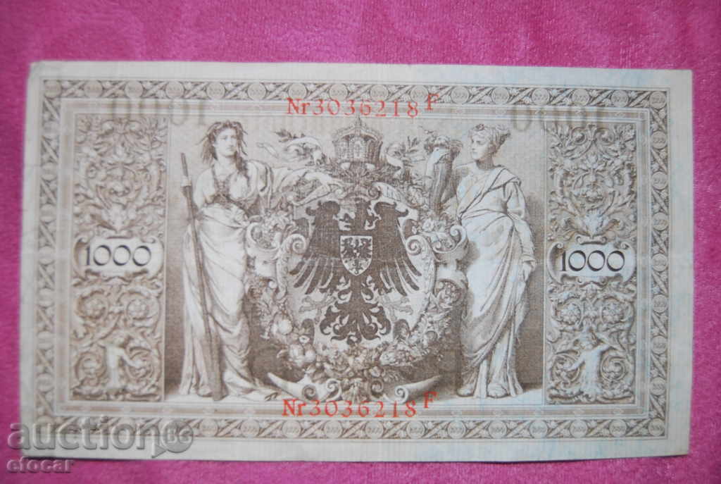 1000 marks Germany 1910 black stamp