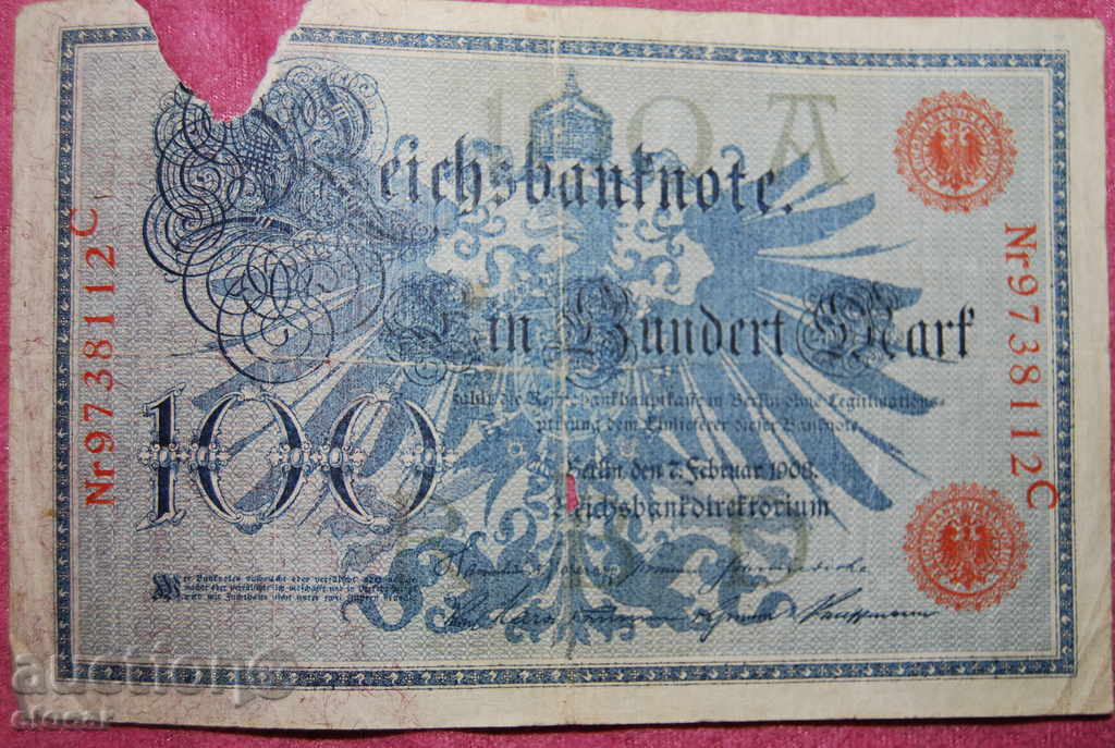 100 marks 1908 Germany red seal