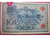100 Marks 1908 Germany Red Stamp