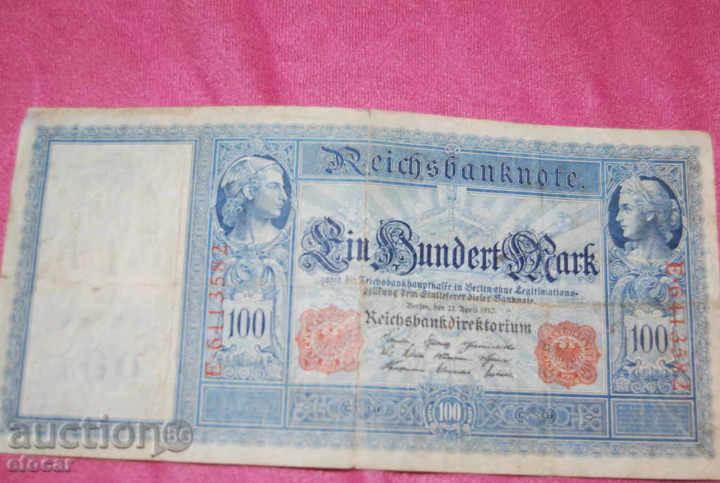 100 marks Germany 1910 red seal 100 marks Germany 1910 red seal