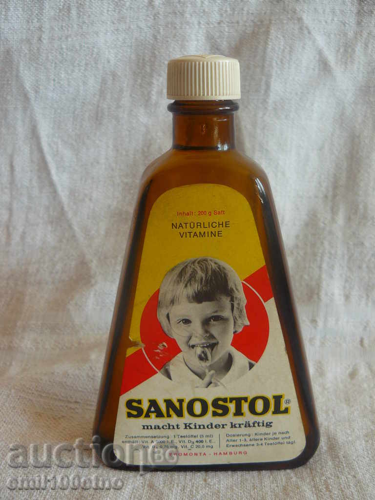 Παλιά μπουκάλι SANOSTOL πρωτότυπο περιεχόμενο