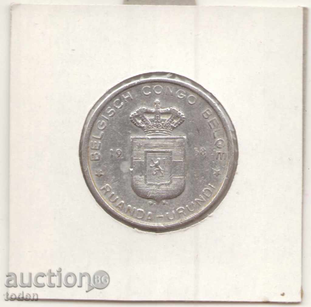 Auction Ruanda-Urundi-5 Francs-1958-KM# 3 Auction Ruanda-Urundi-5 Francs-1958-KM# 3
