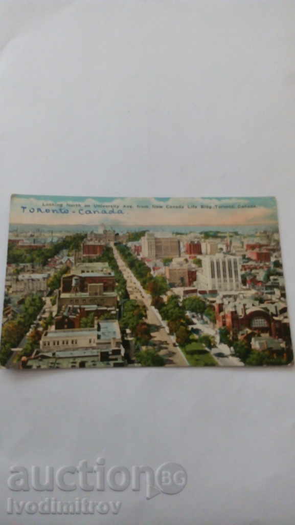Carte poștală Toronto Privind Nord la Universitatea Ave