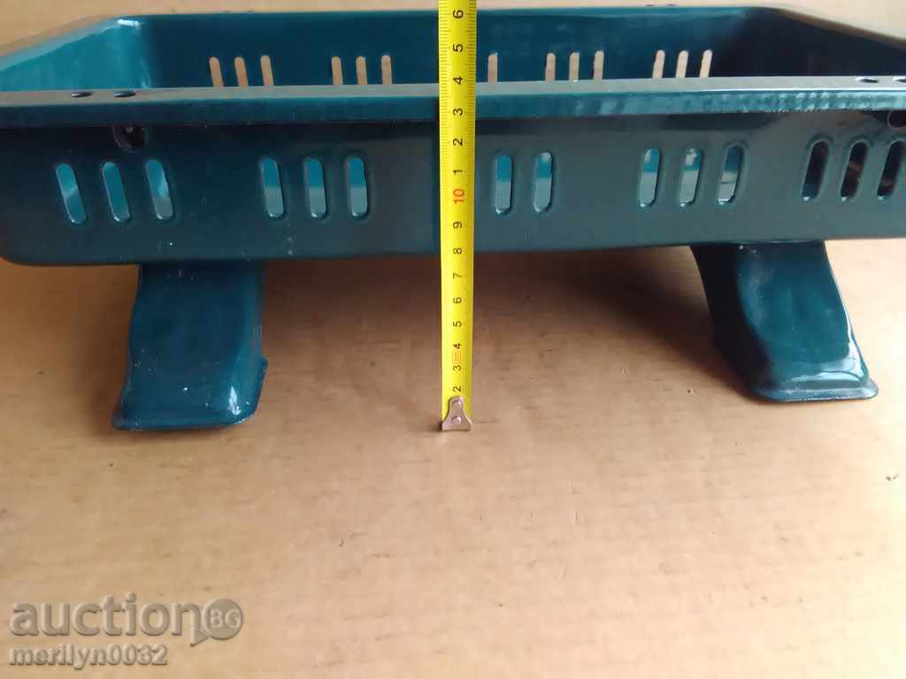 Auction  Enamelled tray, tray, enamel container