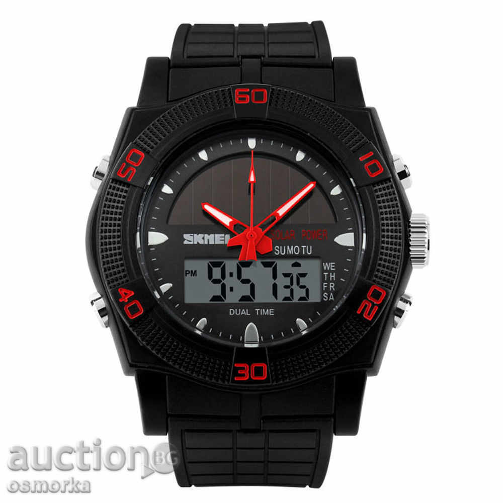 New SKMEI sports watch with red solar red panel