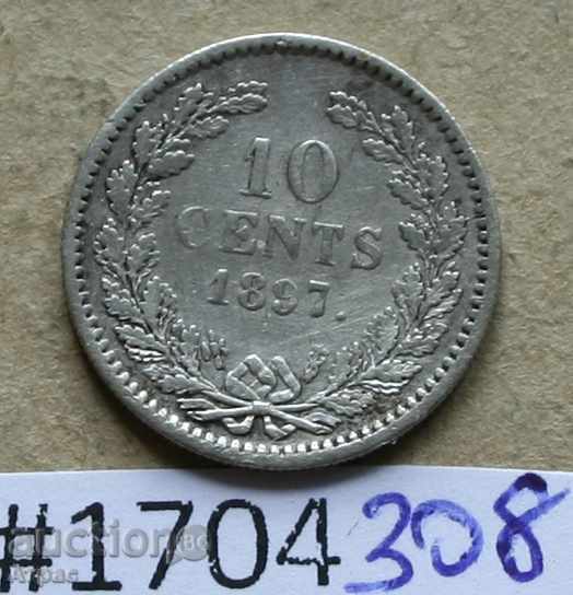 10 цента 1897 Холандия  -рядка