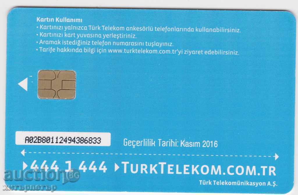 Phone card Turkey chip with price 0.99 BGN | € 0.51 Phone card Turkey chip with price 0.99 BGN | € 0.51