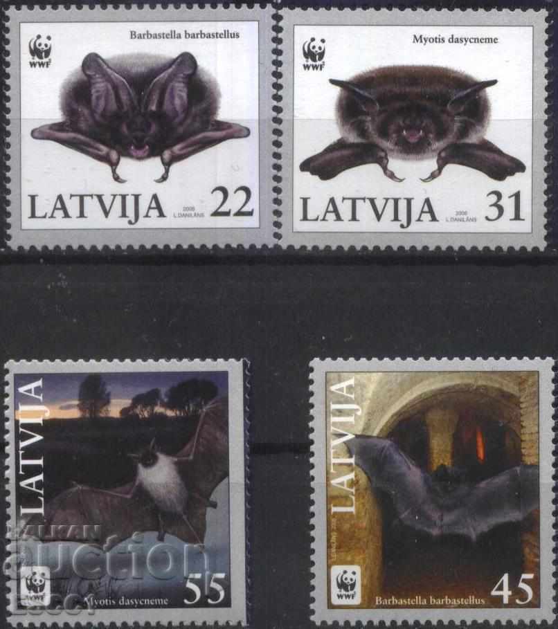 Чисти марки Фауна WWF Прилепи 2008 от Латвия